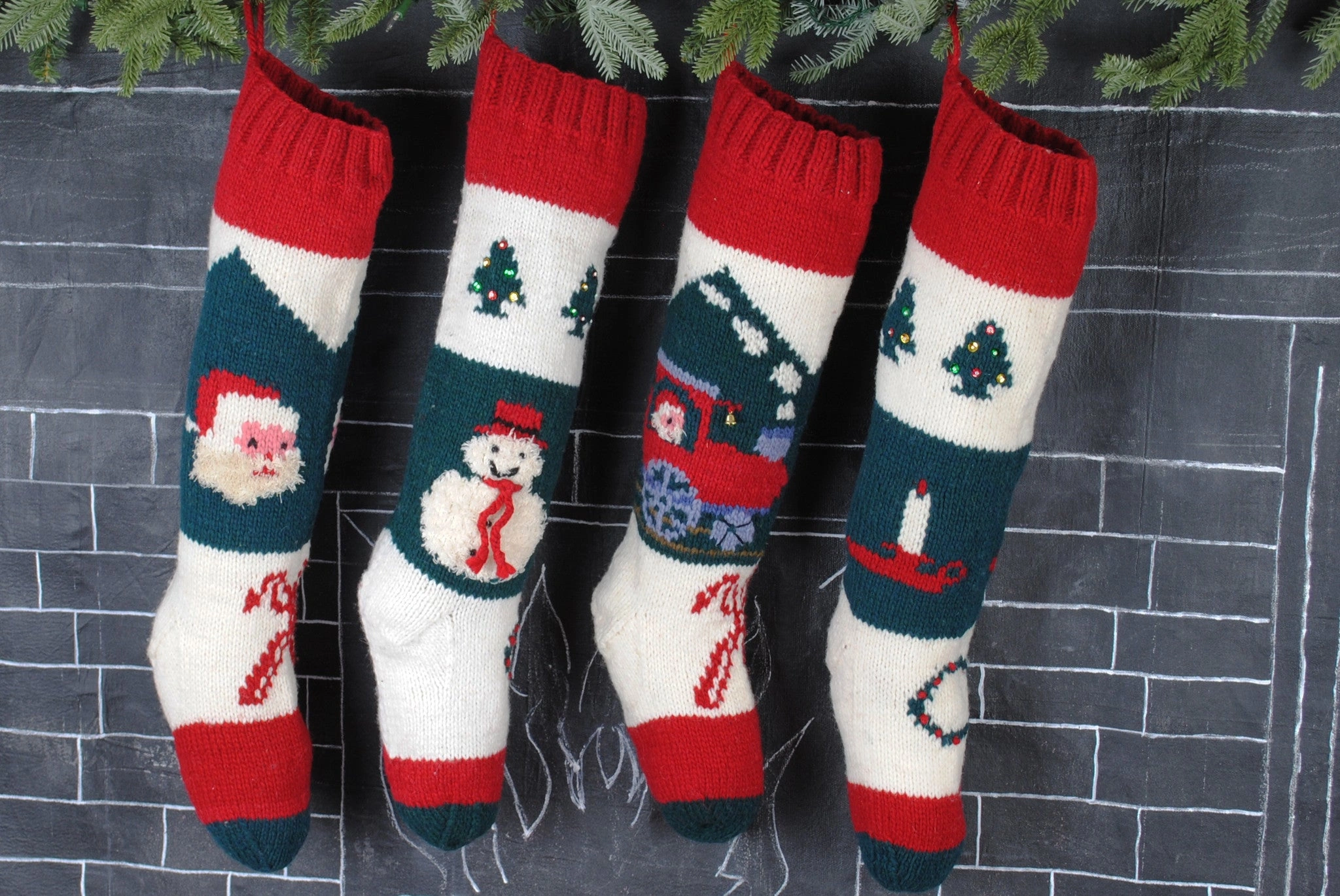 Handmade Bernat Christmas Train Stocking - A Cherished Holiday Keepsake!