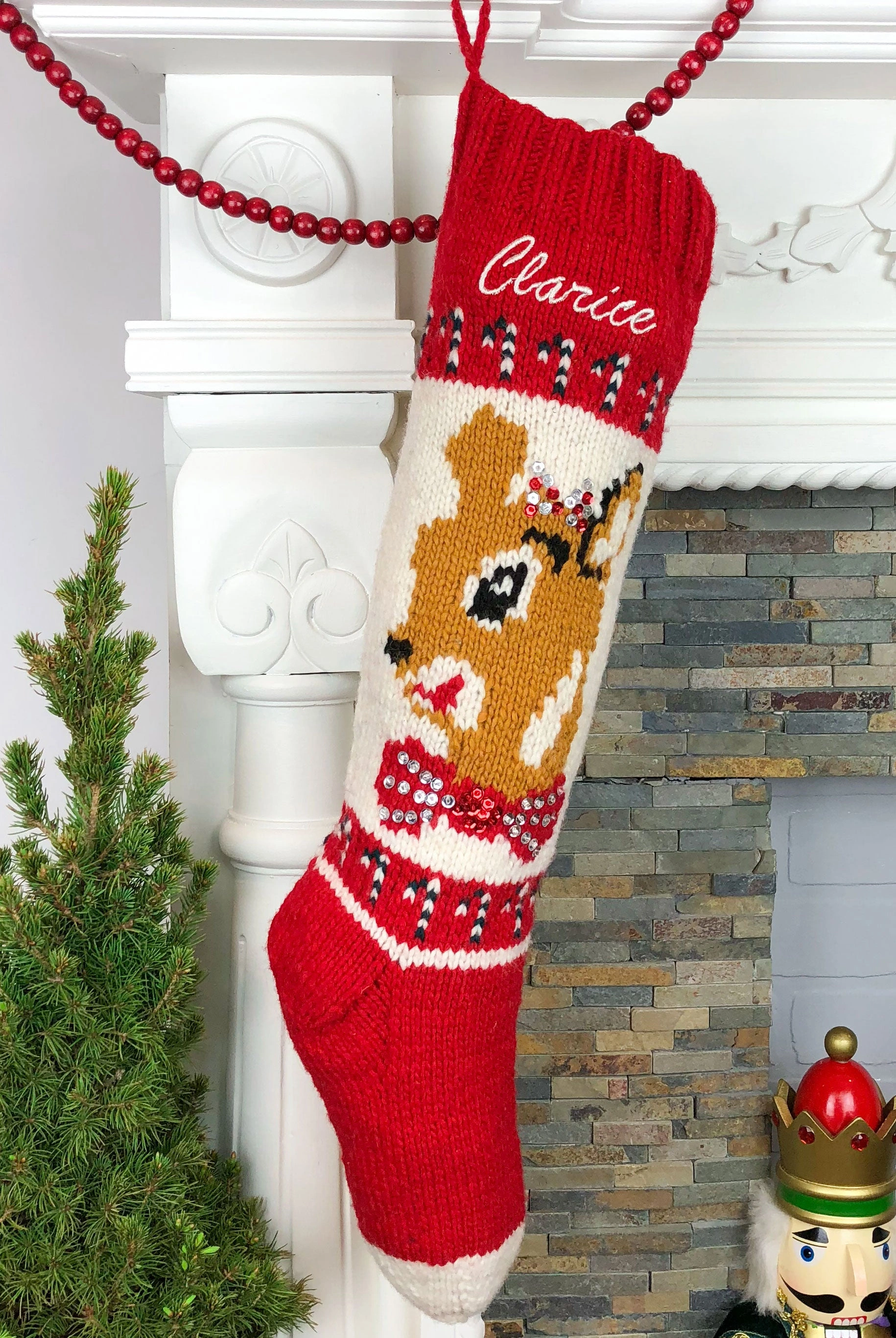 Handmade Clarice Reindeer Christmas Stocking - A Festive Holiday Treat!