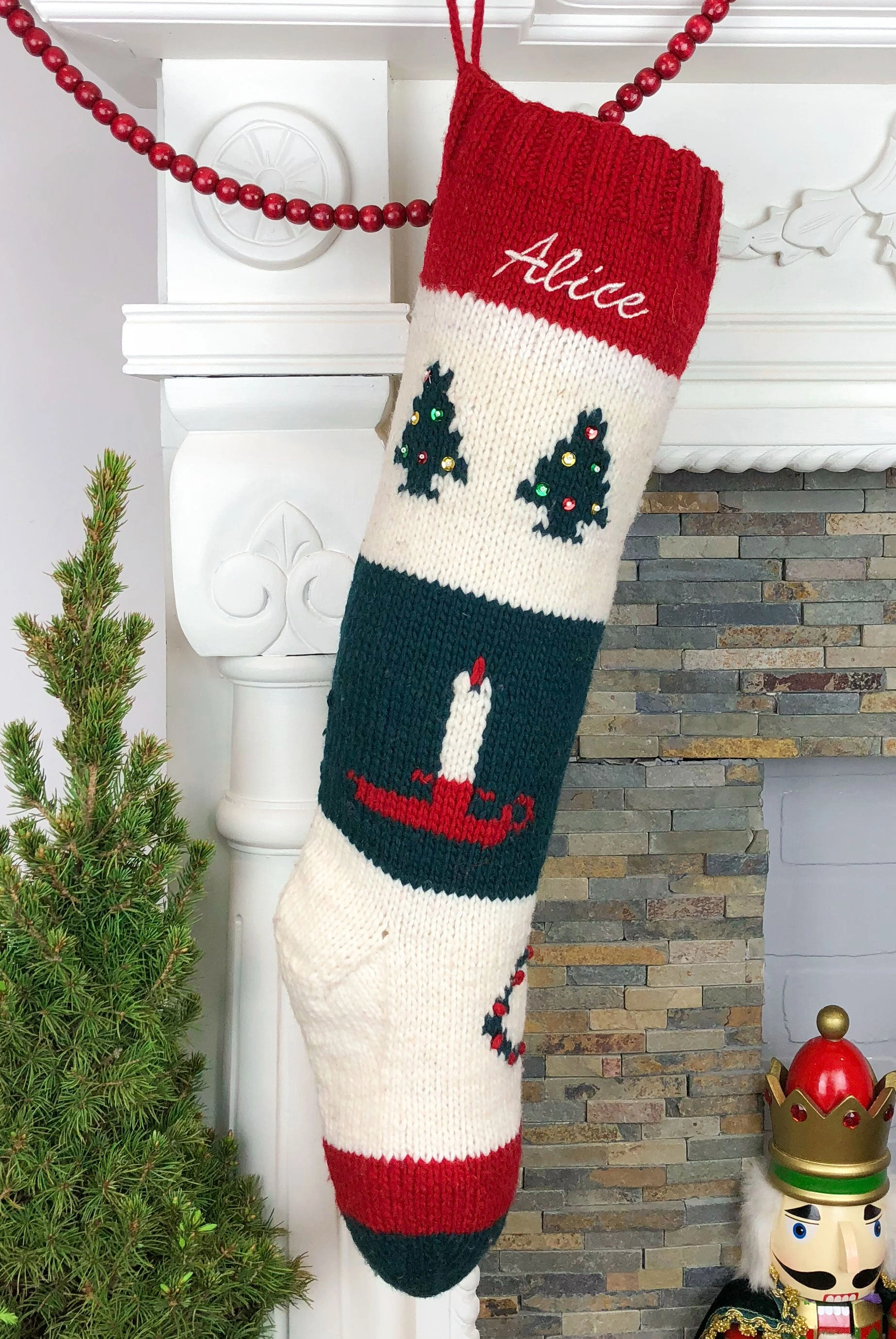 Cozy Knit Christmas Stocking: Your Name, Your Tree, Your Holiday Cheer!